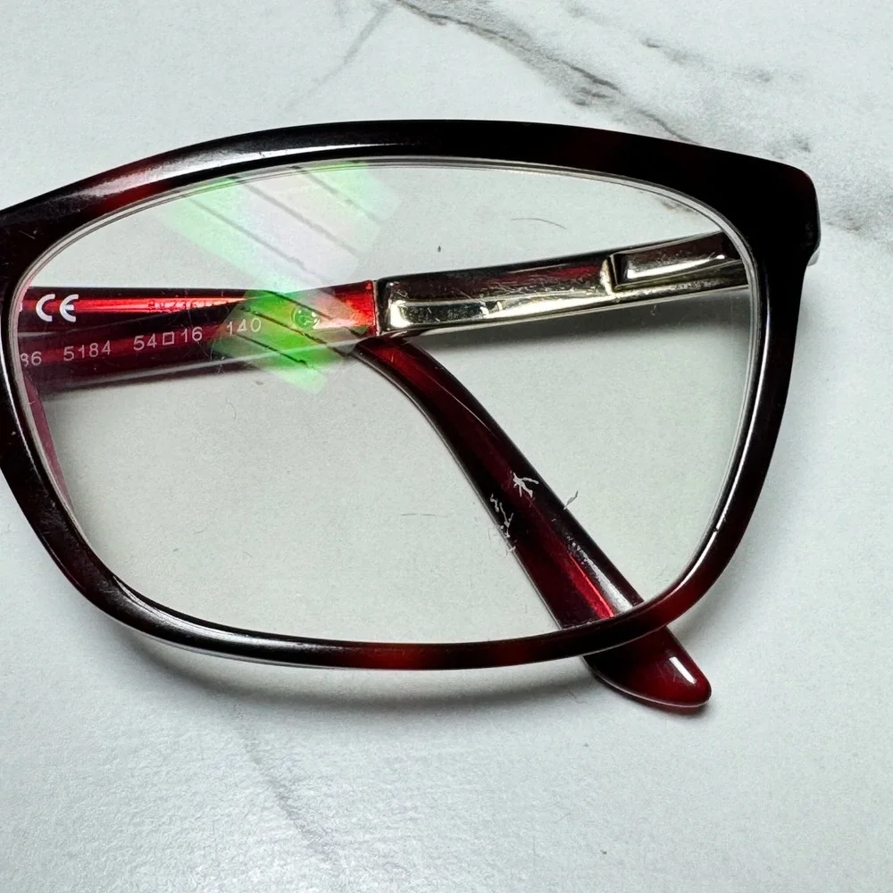 Versace Dark Red Havana Eyeglasses MOD 3186 5184 54-16-140 Rectangle Frames